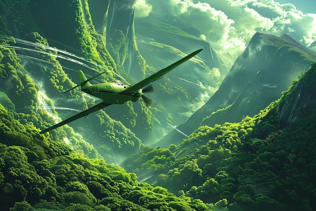 Free photo green plane sustainable energy concept