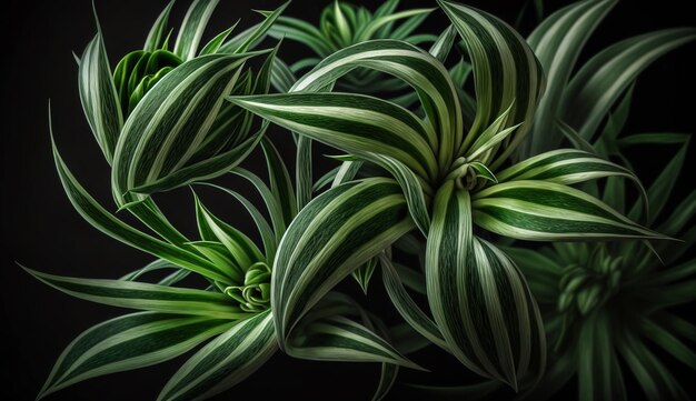 Green plant leaves form beautiful abstract patterns generative AI