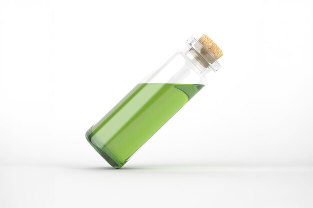 ガラスのボトルの中の緑の薬