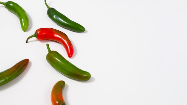 Green and red peppers with copy-space