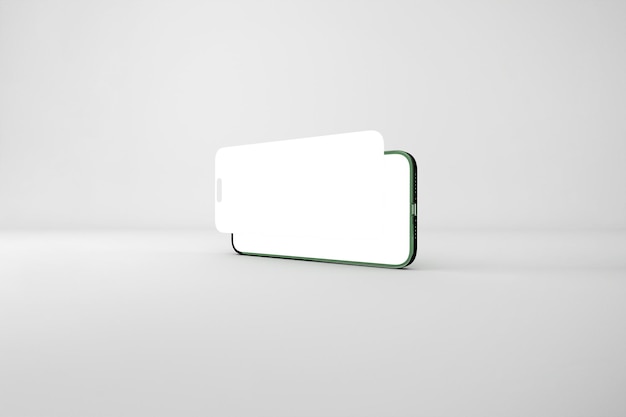 green smartphone with blank screen mockup on a white background