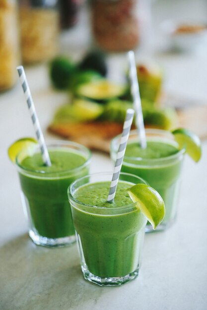 Green smoothie in a glass