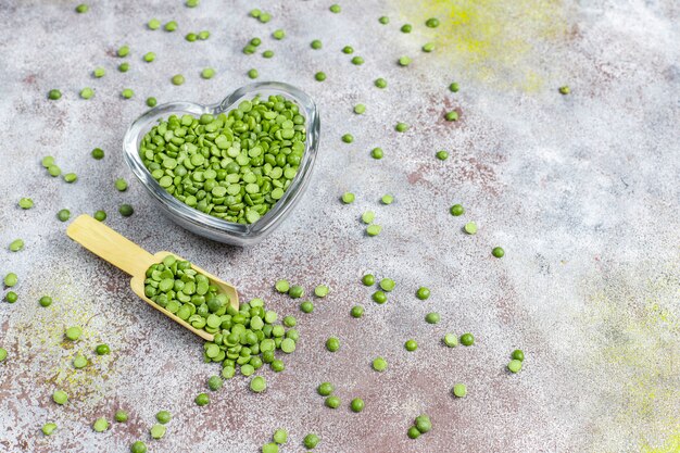 Green split peas, top view