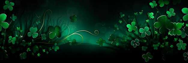 green st patrick's day background with clovers Copy space