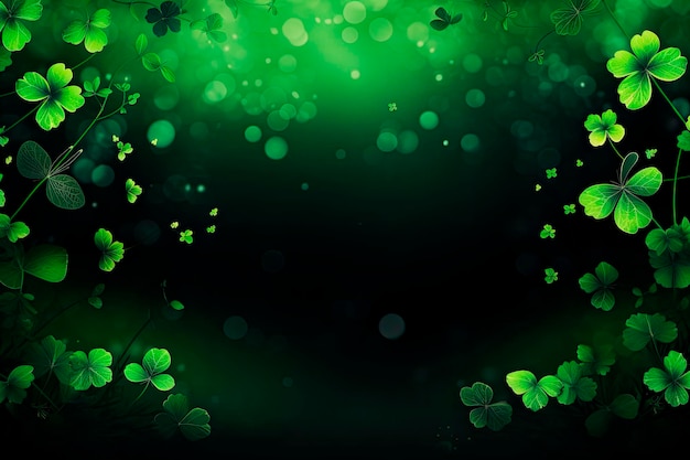 Free photo green st patrick's day background with clovers copy space