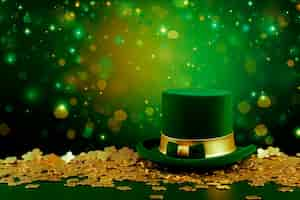 Free photo green st patricks day background with green hat