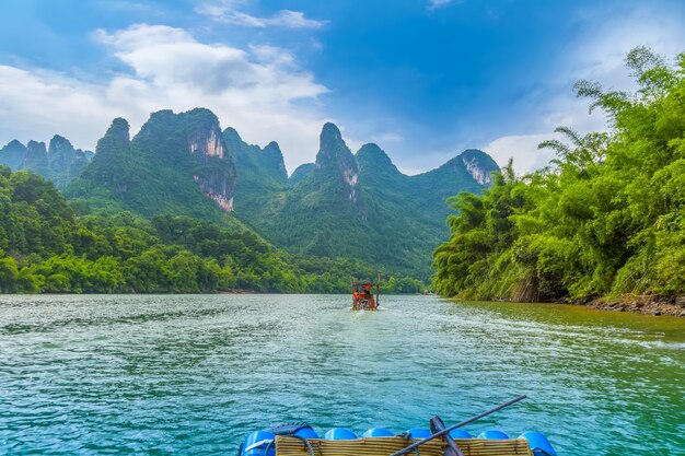 green trunk mountains foggy mist scenic