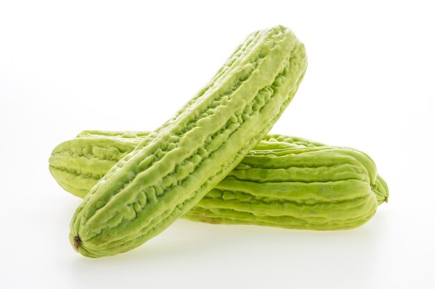 Green vegetables on white background