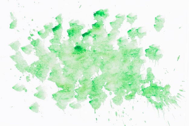 Green watercolor stain on white backdrop