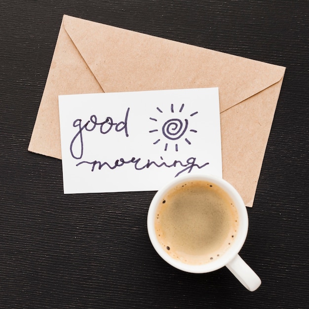 Greeting card and cup of coffee