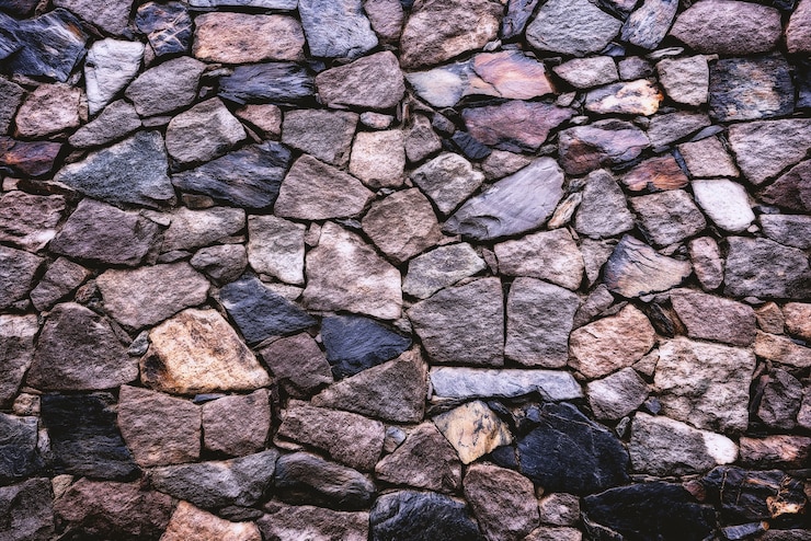 Free Photo grey and brown brick wall