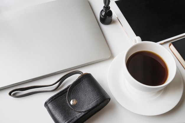 Grey laptop with office elements