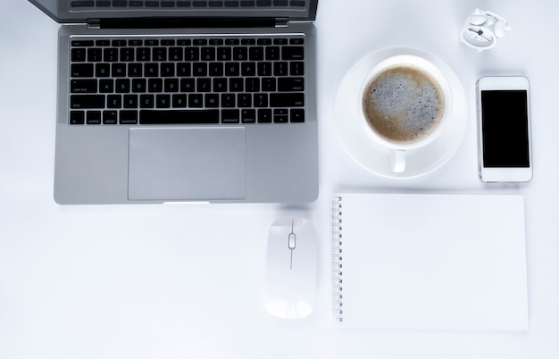 Grey laptop with office elements