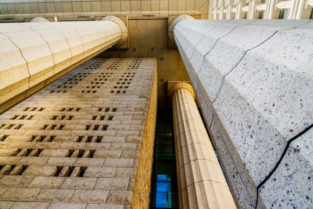 Grey marble column details on building