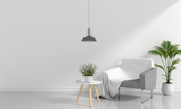 Download Premium Photo Grey Sofa In White Room For Mockup PSD Mockup Templates