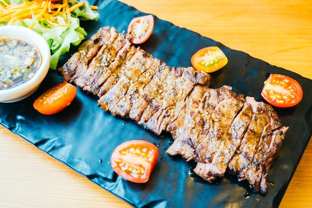 Grilled beef meat steak with vegetable