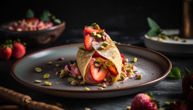 Grilled beef taco plate with fresh guacamole generated by AI