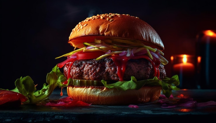 Free Photo grilled cheeseburger with onion tomato and fries generative ai