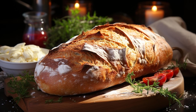 Foto gratuita ciabatta alla griglia, carne di maiale casalinga, fetta rustica, spuntino sano per barbecue generato dall'intelligenza artificiale.