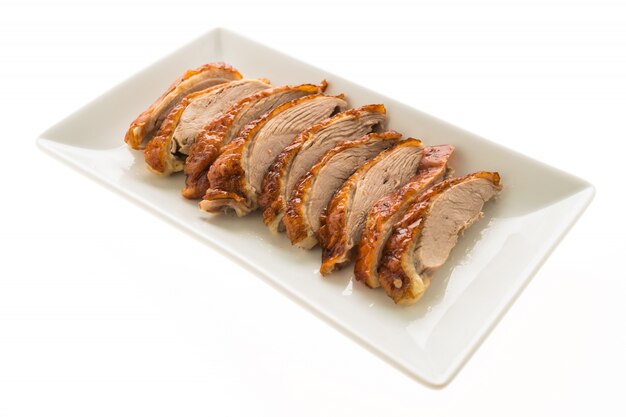 Free photo grilled duck meat in white plate