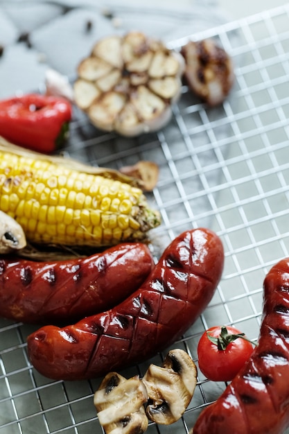 Grilled food on a tray