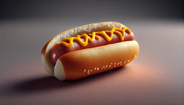 Grilled hot dog with ketchup on bun generative AI