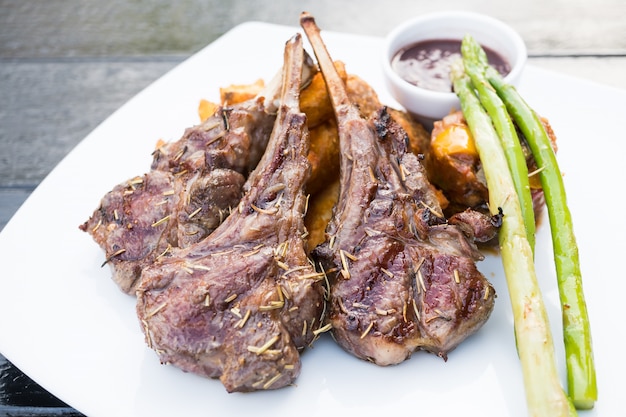 Grilled lamb chop steak