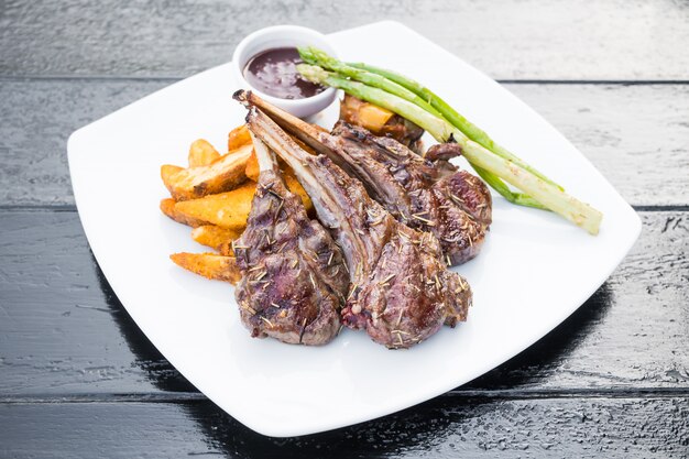 Grilled lamb chop steak