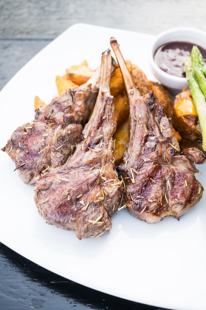 Grilled lamb chop steak