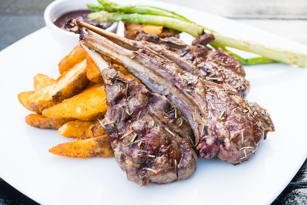 Grilled lamb chop steak