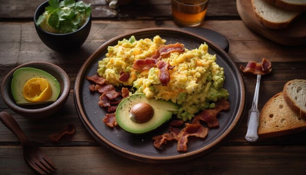 AI によって生成された素朴なプレートの肉と野菜のグリル