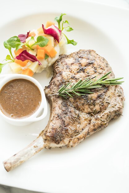 Grilled pork chop steak