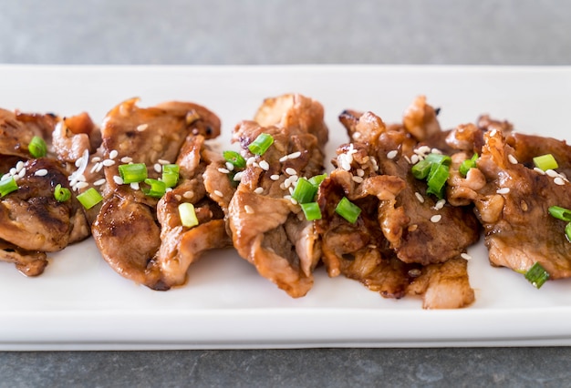 grilled pork on plate