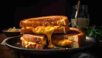 Foto gratuita panino grigliato su pane rustico pronto da mangiare generato dall'ia