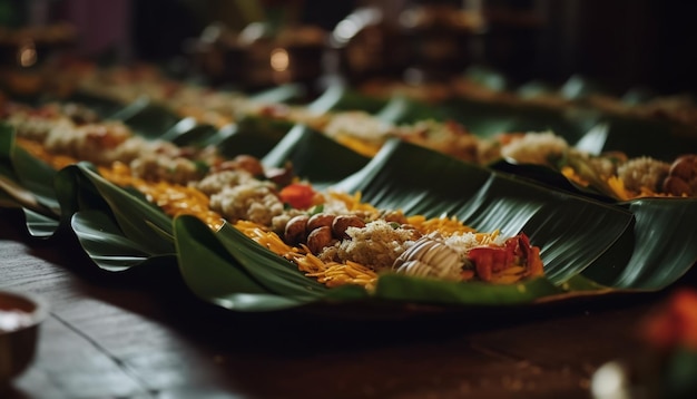 Free photo grilled seafood skewers on yellow crockery plate generated by ai