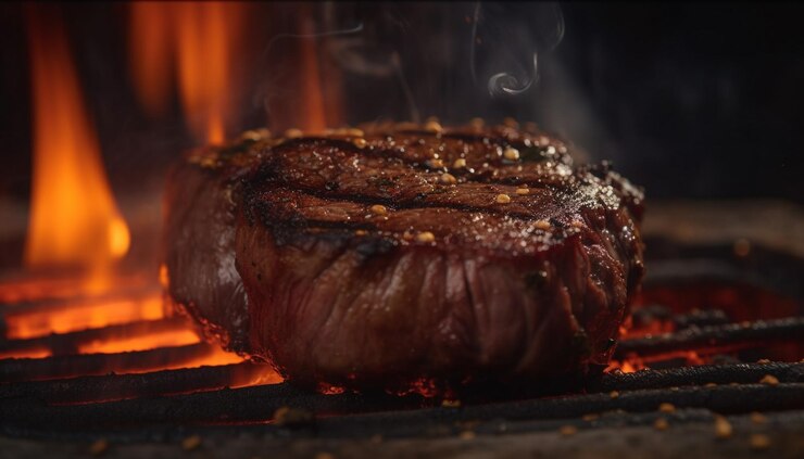 Free Photo grilled sirloin steak on glowing charcoal grill generated by ai