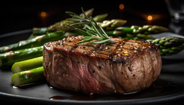Free photo grilled steak and asparagus a gourmet meal of freshness generated by artificial intelligence