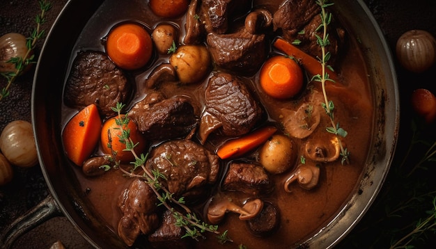 Foto gratuita bistecca alla griglia e spezzatino di manzo con patate generati dall'ia