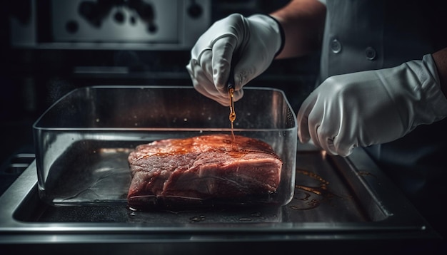 Foto gratuita filetto di bistecca alla griglia pasto fresco e gourmet generato dall'intelligenza artificiale