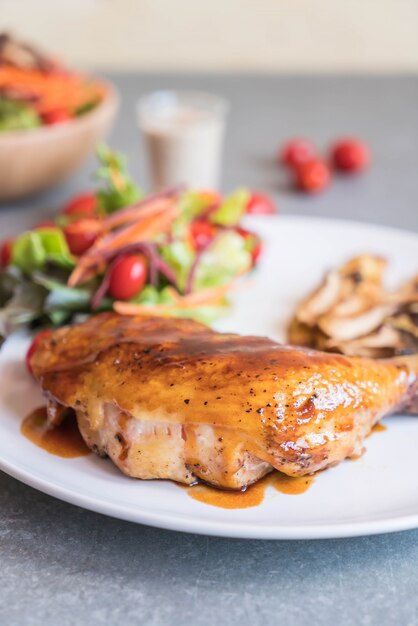 grilles chicken steak with teriyaki sauce