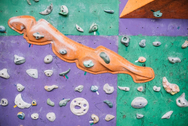 Grips on climbing wall