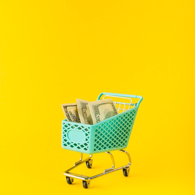 Grocery cart with money