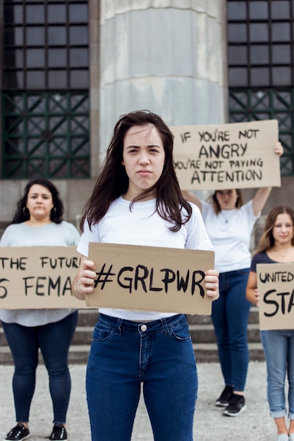 Group of activists protesting together