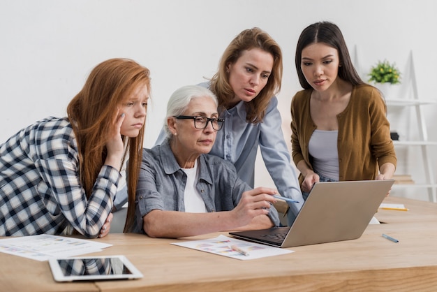 Group of adult women working together