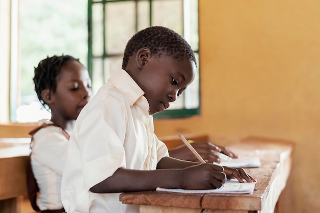 Group of african kids in classroom