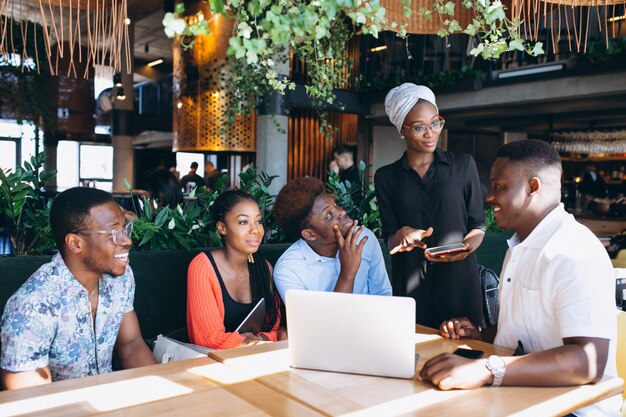 Group of afro americans working together