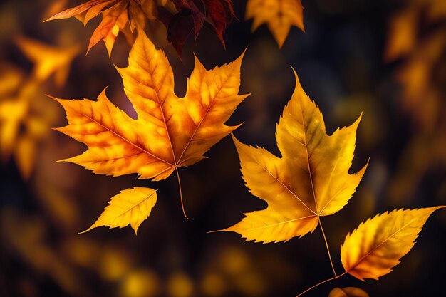 A group of autumn leaves with the word fall on them