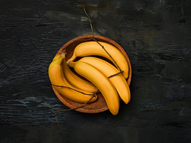 group of bananas on black