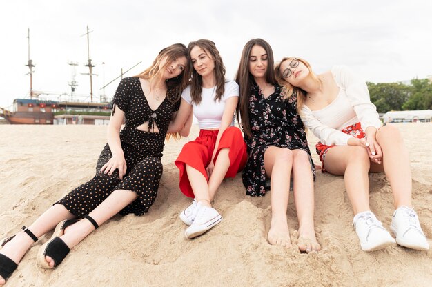 Group of beautiful girls having fun