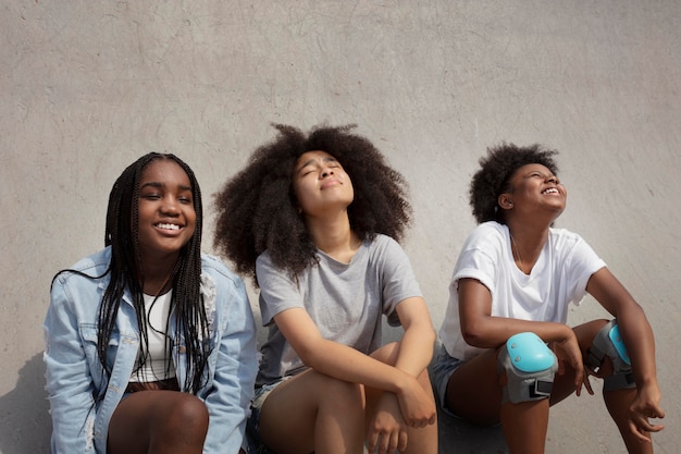 Group of black girls spending time together